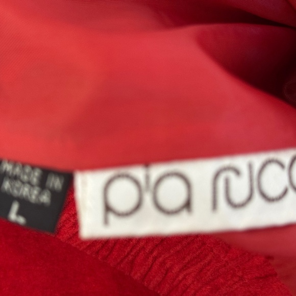 Vintage Pia Rucci Suede Leather Midi Skirt Red L - Picture 5 of 6